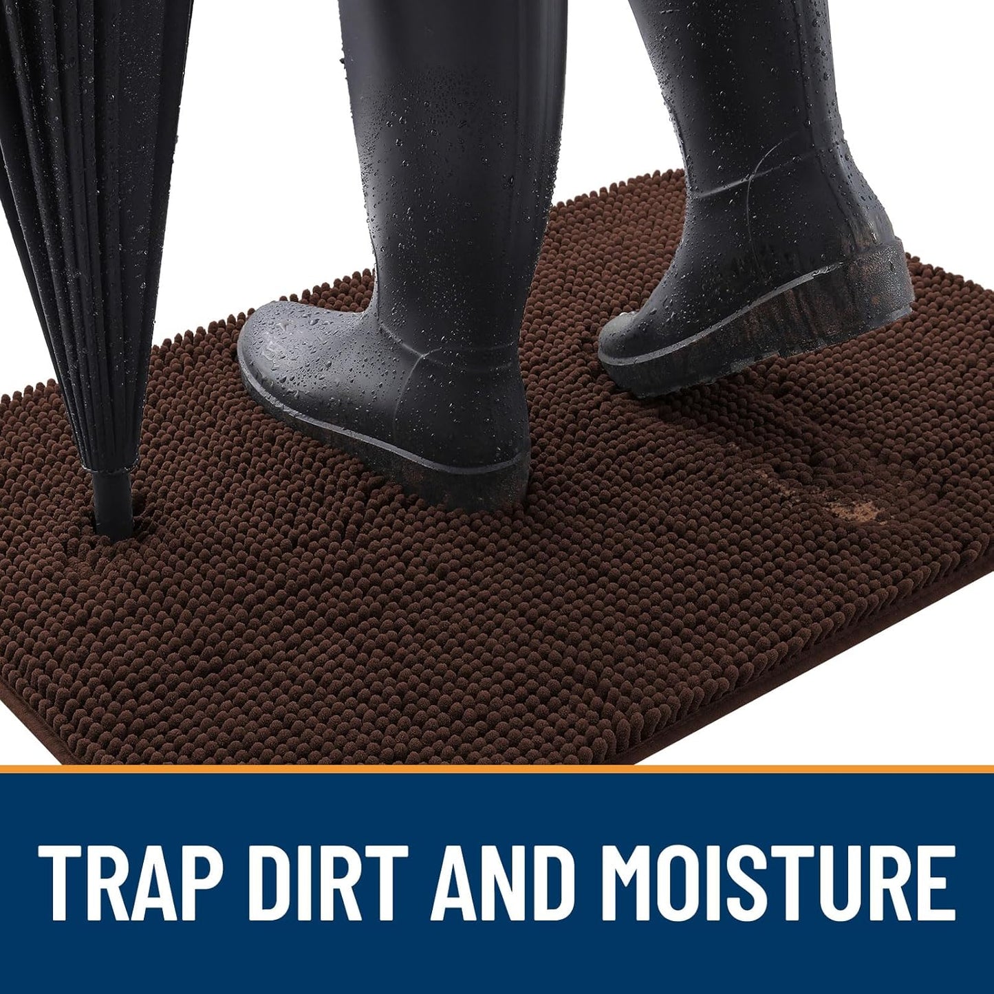 OLANLY Dog Door Mat for Muddy Paws 44x24, Absorbs Moisture and Dirt, Absorbent Non-Slip Washable Doormat, Quick Dry Chenille Mud Mat for Dogs, Entry Indoor Entryway Carpet for Inside Floor, Brown