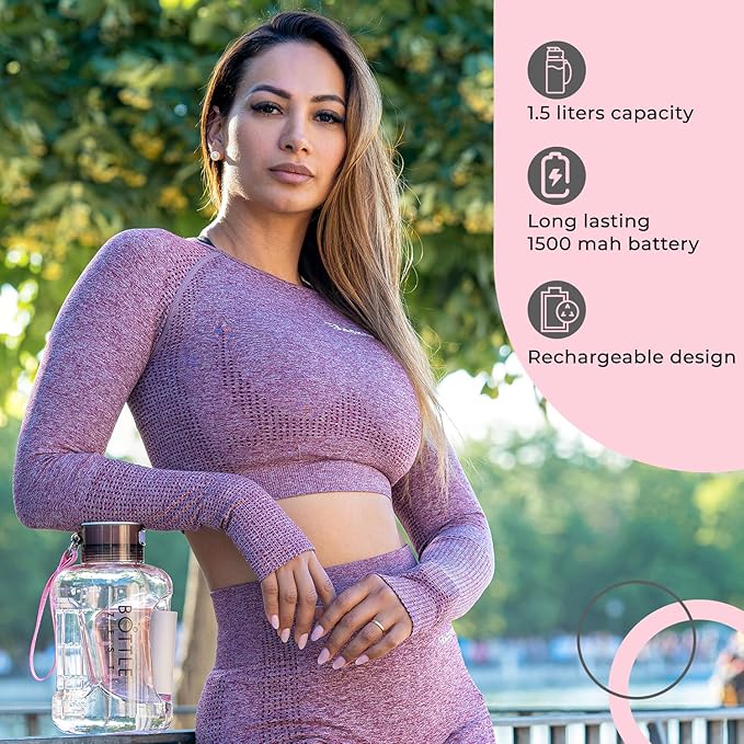 50oz | 1.5L Hydrogen Water Bottle Generator | Latest 2024 SPE PEM Technology | Leakproof | Sports Bottle Jug and Handle | Tritan BPA Free Plastic (Pink)