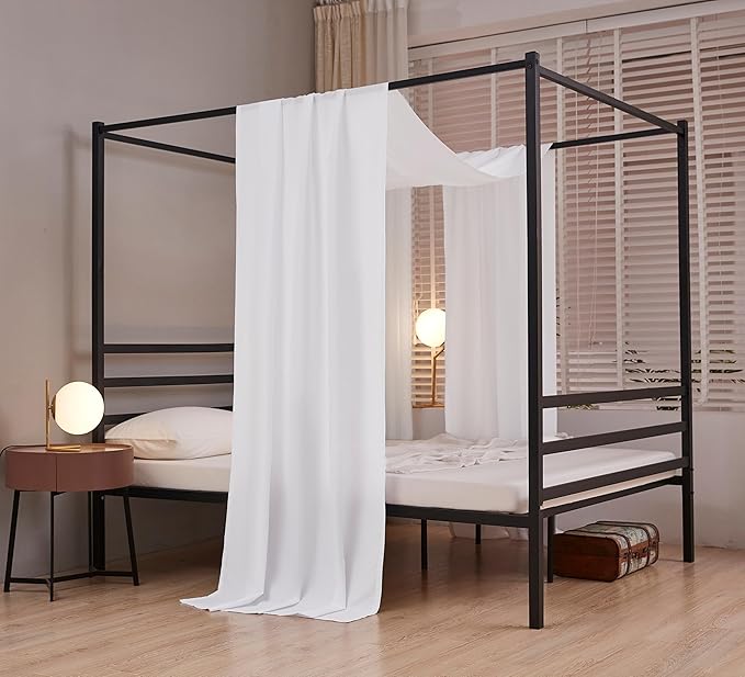 Akiky Linen Canopy Bed Curtains for Kid House Bed Montessori Canopy for Nursery Bed Canopy for Kids Child Toddler Adult Room Decoration(Twin,White)
