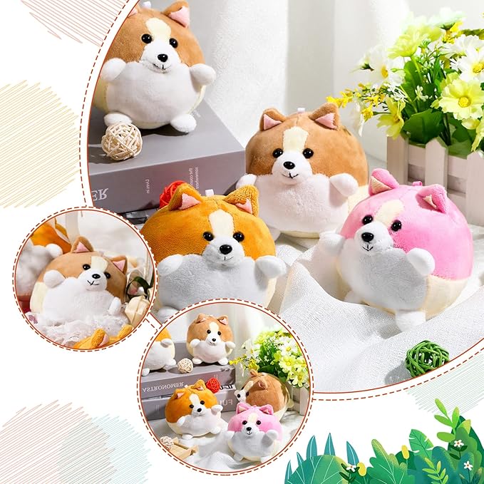 Sumind 9 Pcs 4" 5" Mini Plush Stuffed Dog Party Favor Small Puppy Stuffed Animal Bulk Soft Toy Doll Cute for Kids Gift Graduation Stocking Stuffers Baby Shower Birthday(Cute Puppy)