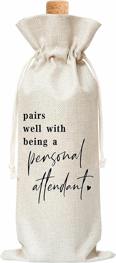 Personal Attendant Wine Gift Bag, Wine Bag for Personal Attendant Proposal, Brides Assistant, Bridesmaid Wedding, Bridesmaids, Wedding, Bridal Shower Party, 1 Pc Burlap Wine Bottle Cover Bag (a17)