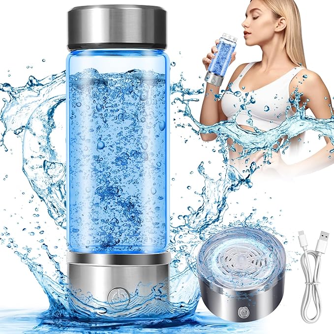 Hydrogen Water Bottle - Hydrogen Water Bottle Generator, Hydrogen Water Machine Improve Water in 3 Minutes, Portable & Rechargeable for Home, Exercise, Office, Gift (Silvery)