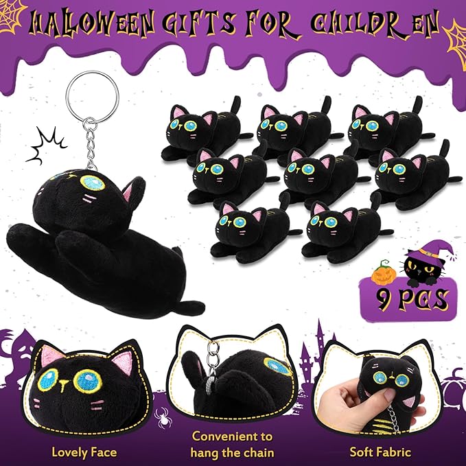 Zomiboo 9 Pcs Cat Stuffed Animals Bulk Mini Plush Cat Pig Stuffed Kitten Soft Doll Piggy Plush Toys Ornament for DIY Keychain Halloween Classroom School Pet Animals Party Favors(Lively Style)