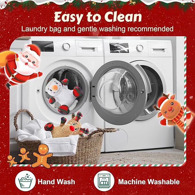 Squeaky Dog Toys, 2 Pack Dog Chew Toys with Crinkle Paper for Puppy, Small, Medium, Large Dogs, Interactive Pet Holiday Toys for Training and Reducing Boredom