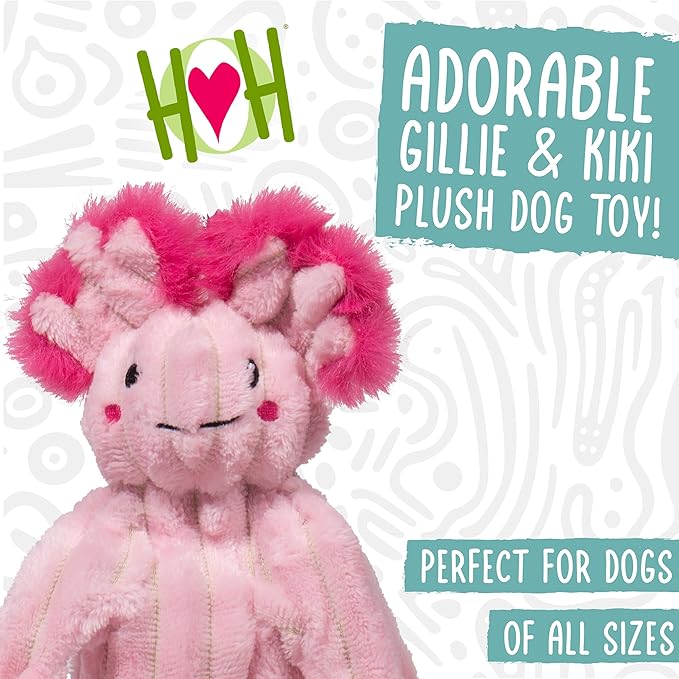 HuggleHounds X-Brace Squeaky Dog Toy - Interactive Dog Toys for Medium & Large Pets to Keep Them Busy, Pet Supplies, Soft & Cute Puppy Plush with Squeak, Tough Plushy - Kiki Axolotl, Small