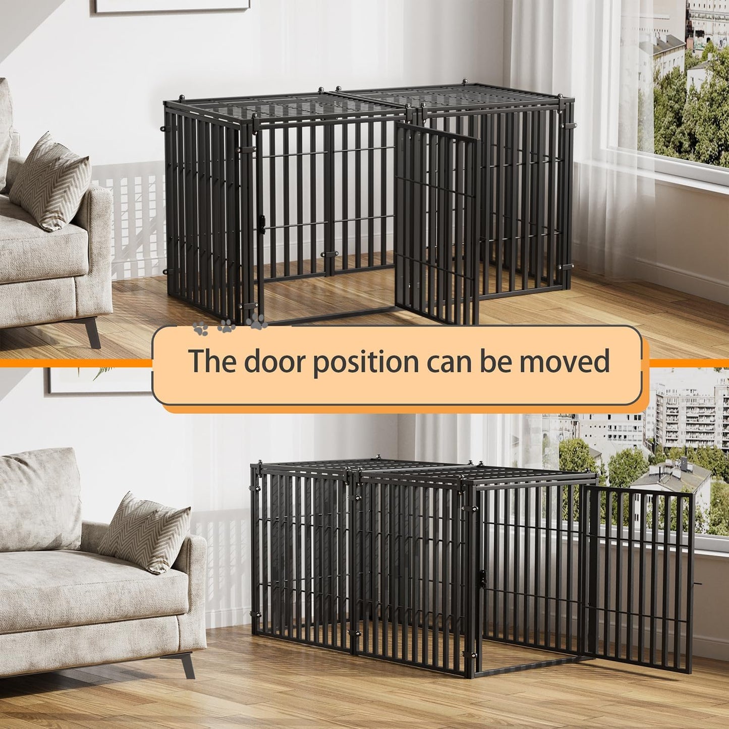 Steel Tube Heavy Large Dog Crate, 48" L x 28" H Dog Crates for Medium Large Dogs, Big Dog Cage, Dog Kennel, Puppy Dog Playpen with Top, Pet Cage, Indoor, New Model