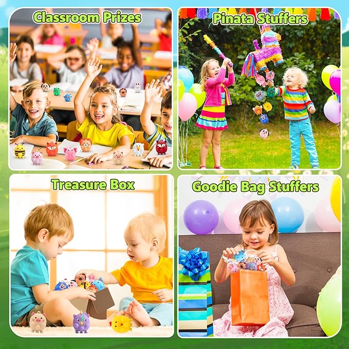 24pcs Party Favors for Kids - 3D Animal Pop Fidget Toys Bulk for Goodie Bag Stuffers, Treasure Box Toys for Classroom, Pinata Stuffers Carnival Prizes, Bath Suction Toys for Toddlers