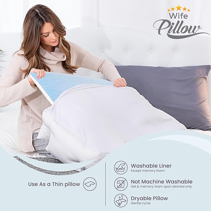 Insert Topper, Firm Cooling Gel / 80D Memory Foam for Sleeping That Stays Cold. Thin for Stomach Sleeper. Ergonomic, Orthopedic Neck U Shaped Cutout. Firm High-Density Layer Support