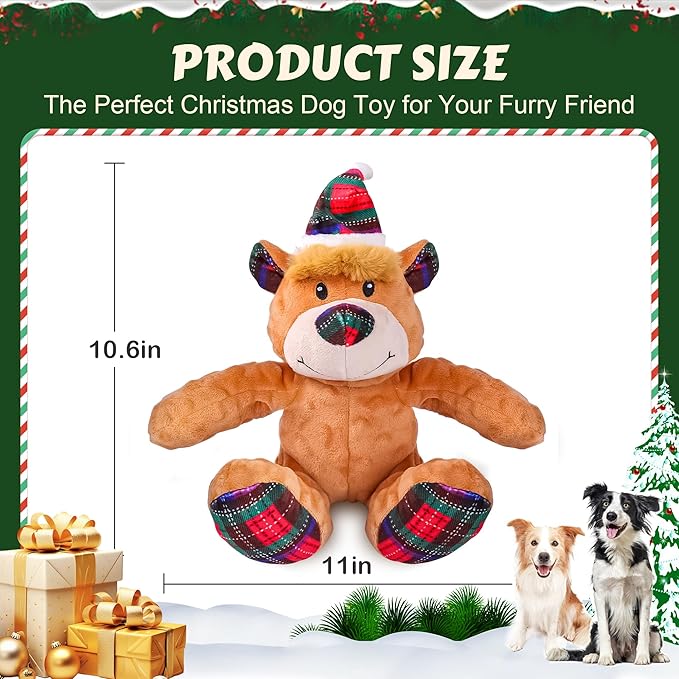 Squeaky Dog Toys, Dog Chew Toys with Crinkle Paper for Puppy, Small, Medium, Large Dogs, Interactive Pet Holiday Toys for Training and Reducing Boredom
