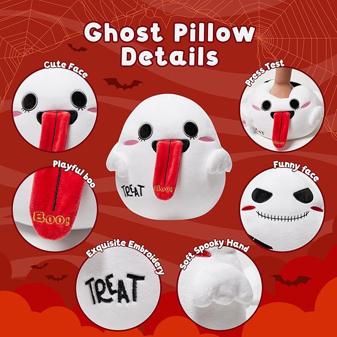 Ghost Plush Birthday Gifts for Boys Girls, Boxed Ghost Stuffed Animal Toy - 9.4" Double-Sided Spooky Gift Stuffed Ghost with Trick or Treat - Perfect for Haunted Party Decor & Gifts