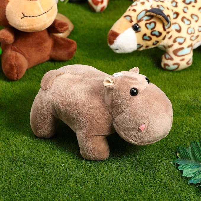 Sumind 12 Pieces Mini Stuffed Forest Animals Jungle Animal Plush Toys 4.8 Inch Cute Elephant Lion Giraffe Tiger Plush for Animal Themed Parties Achievement(Sitting, Lying)