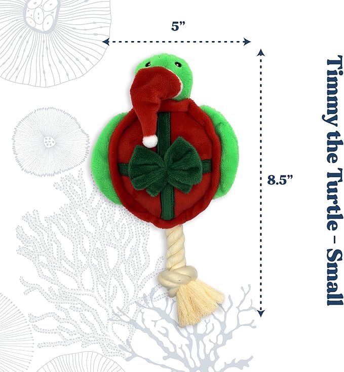 Dog Toys | Holiday Plush Toy Turtle Stuffed Animal for Dogs | Small Eco Friendly Toy - Easy to Clean and Made from Non Toxic Materials