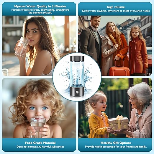 Hydrogen Water Bottle,Hydrogen Water Bottles Generator, Built-in Hydrogen Water Machine Quickly Produces Hydrogen to add to Hydrogen Tanks,Black