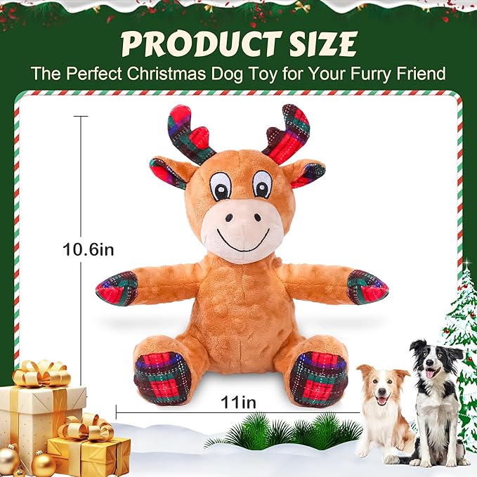 Squeaky Dog Toys, Dog Chew Toys with Crinkle Paper for Puppy, Small, Medium, Large Dogs, Interactive Pet Holiday Toys for Training and Reducing Boredom