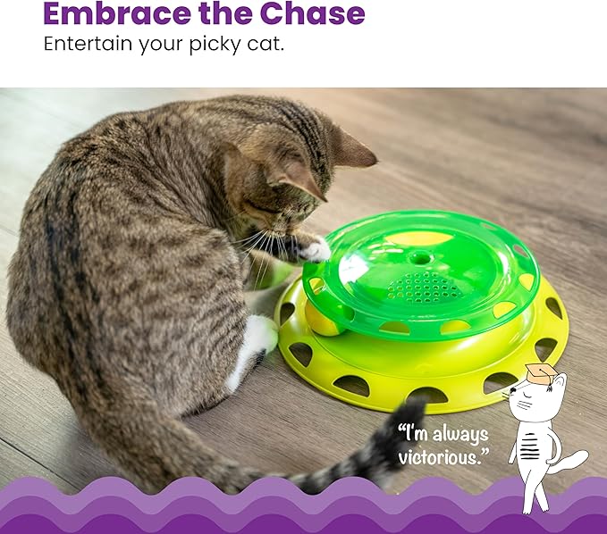 Catstages Catnip Chaser Track – Interactive Cat Toy with Catnip for Batting, Swatting, and Mental Stimulation, Green