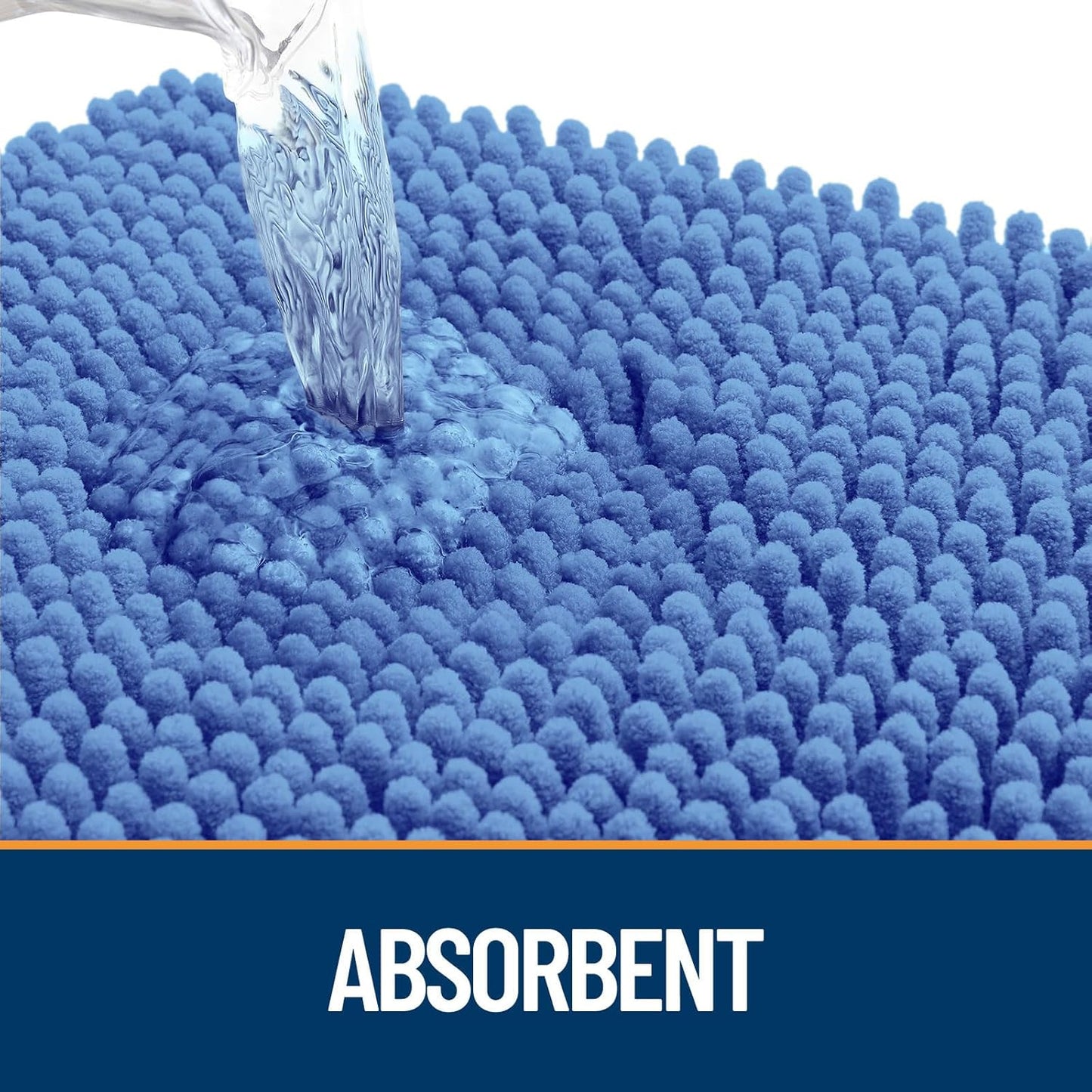 OLANLY Door Mat for Muddy Dog Paws 36x24, Absorbent Chenille Mud Doormat with Paw Print Design, Non-Slip Washable Doormat for Indoor Entryway, Quick-Dry Pet Bed Mats for Dirty Dogs, Cornflower Blue