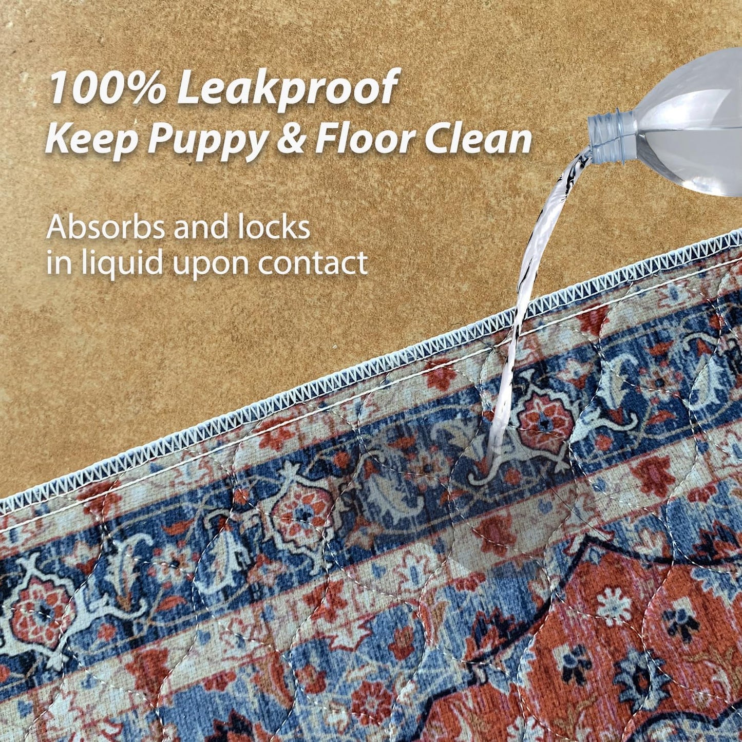 nunubaby 2PACK Washable Pee Pads for Dogs, Stylish, Non-Slip and Leak-Proof Pee Pads. Reusable Potty Pads for Dogs for Crates and Floors.(Red/Floral, 72" x72")