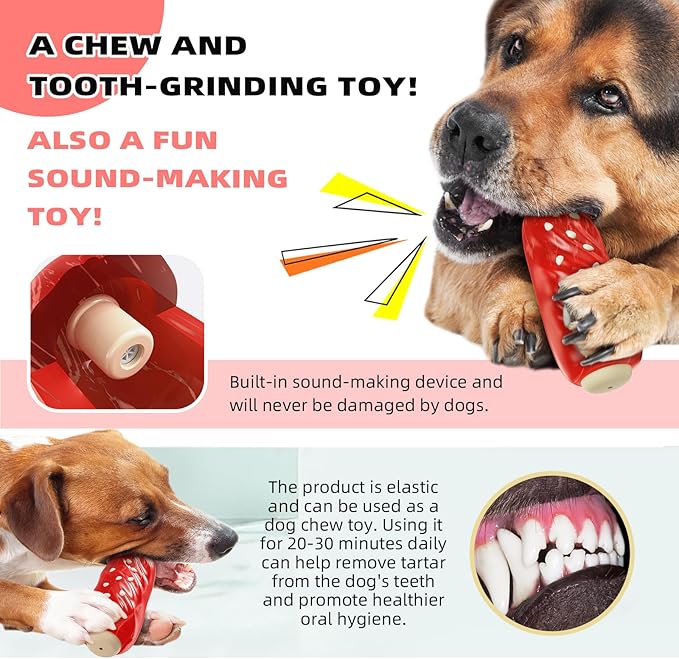 LiuMelinda Dog Chew Toys for Aggressive-Chewers - Indestructible Dog Toy for Aggressive Chewer，Tough Chew Toys for Dogs （Rubber Red Meat Stick）