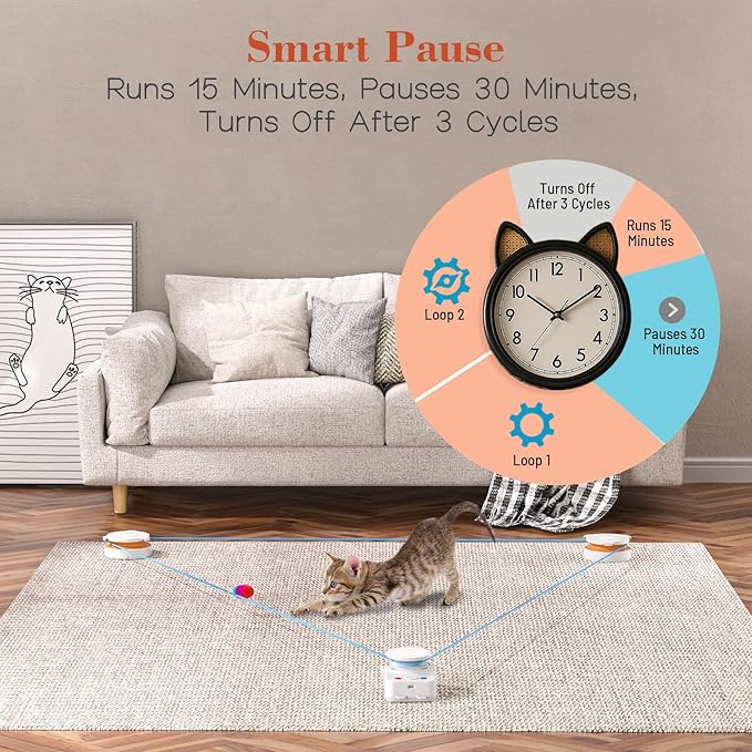 Interactive Cat Toy for Indoor Cats – Automatic Moving & Enrichment Toy for Indoor Cats/Kitten, Auto/Manual Control Cat Treadmill for Exercise & Mental Stimulation, Stimulating Chase Toys(H1K2)