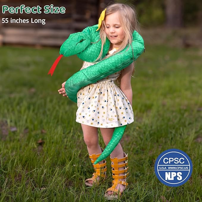 MorisMos Giant Snake Stuffed Animals Mommy with Babies, Realistic Snake Plush Toy,Large Stuffed Snake with Babies & Egg Plushies, Long Green Boa Constrictor Anaconda Toys for Kid Girl Boy Christmas