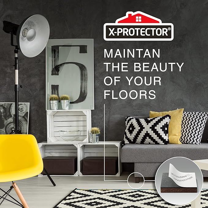 24 Heavy-Duty Felt Furniture Pads 1.5” 1/4” Thick X-Protector! Square Felt Pads for Furniture Feet - The Best Felt Floor Protectors for Furniture to Prevent Scratches. Protect Your Hard Floor! (Brown)