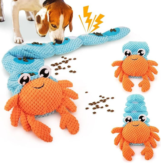 AWOOF Hermit Crab Shape Squeaky Dog Chew Toys - Interactive Snuffle Toys for Small & Medium Dogs, Release Stress & Train Natural Foraging Instincts