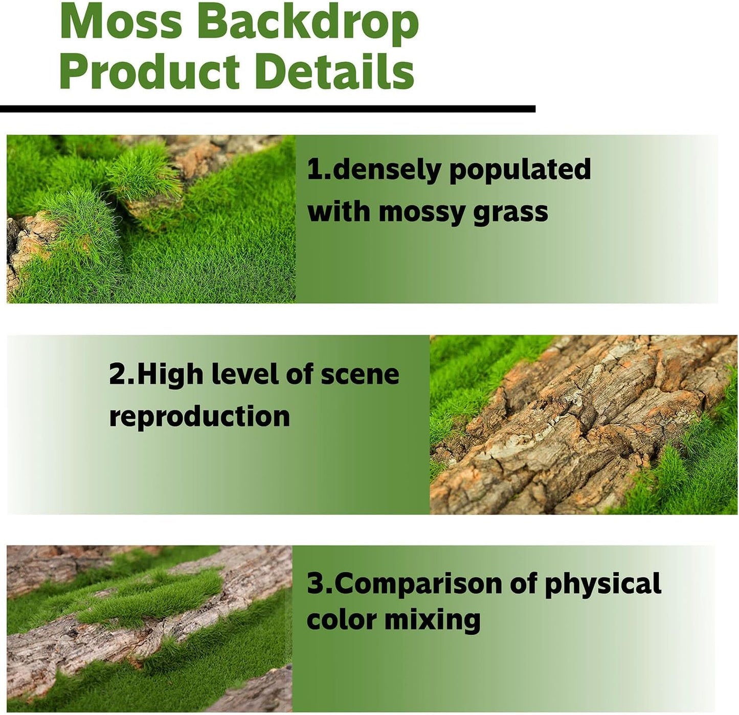 15.75x11.81in Reptile Terrarium Cork Background,Bearded Dragon Tank Bark Backdrop Wall Decor with Artificial Moss for Gecko Lizard Tortoise Frog Chameleon(2Pcs)