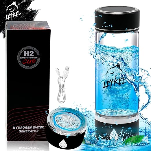 Hydrogen Water Bottle 2024, Leykel Brand, Portable Hydrogen Water Bottle Generator, Water ionizer, Improves Water in 3 Minutes, for Travel, Office, Home, Exercise, Daily Drinking, Health and Gift.