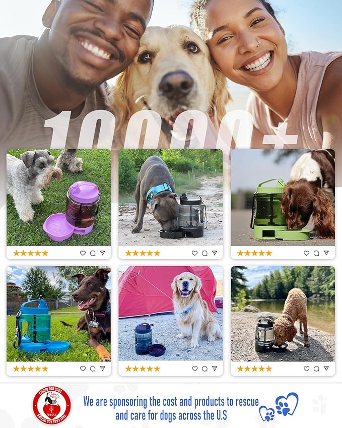 Portable Dog Travel Water Bottle, 77oz Large Dog Water Bowl Dispenser Portable, Leakproof Pet Drinking Bottle Dispenser for Hiking Camping Walking Travelling Beach Car Trips, BPA Free,Blue