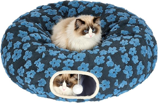 Pesen Cat Tunnel Bed with Soft Cushion, Cat Toys for Indoor Cats Enhance Bonding Between Pets and Owners, Encourage Exploration, and Satisfy Natural Instincts for Kittens, Dogs, and Rabbits