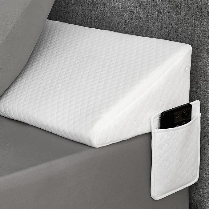 Queen Size Bed Wedge Pillow - for Headboard Gap/Headboard Pillow/Mattress Wedge /Bed Gap Filler (60"x10"x6") - Bloster Triangle Pillow for Sleeping To Fill Gap (0-8") Between Headboard and Mattress