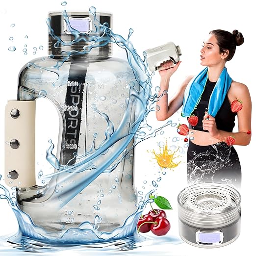 Hydrogen Water Bottle, 50 OZ Portable Hydrogen Water Bottle Generator Machine Hydrogen Rich Ion Hydrogen Water Ionizer for Home Sport Travel Exercise Gift (Black)