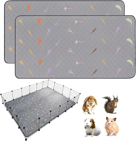 2Pcs Guinea Pig Cage Liners,Guinea Pig Fleece Cage Liners48''X72'' Super Absorbent Washable Pee Pads Reusable for Rabbit Hamster Chinchilla