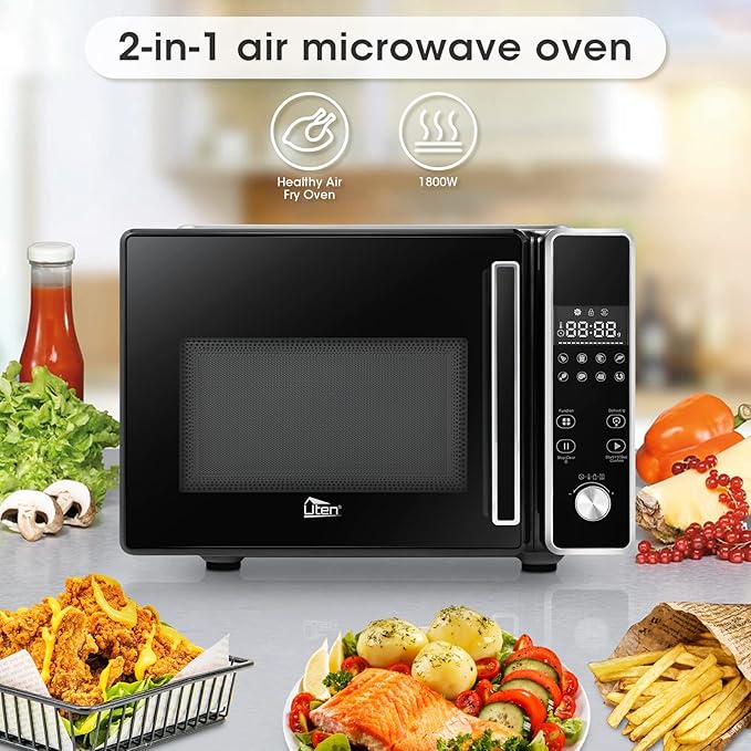 Air Fryer Oven Combo, Uten High-power Deep Air Fryer Oven Grill, Up to 400°F, 1800W, Digital Display, Fast Heat up/Time Control and Bonus Cookbook