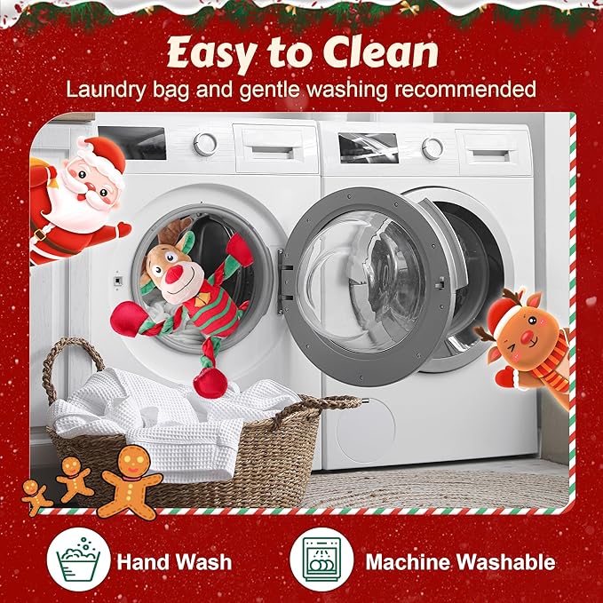 Squeaky Dog Toys, Dog Chew Toys with Crinkle Paper for Puppy, Small, Medium, Large Dogs, Interactive Pet Holiday Toys for Training and Reducing Boredom