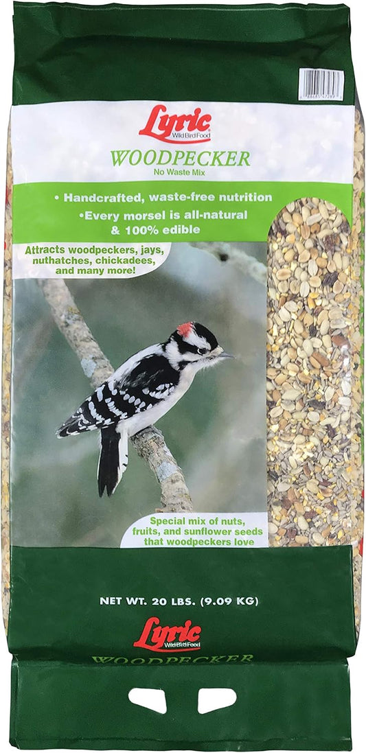 Lyric Woodpecker Wild Bird Seed, No Waste Bird Seed with Nuts, Dried Fruit & Shelled Seeds - 20 lb. Bag