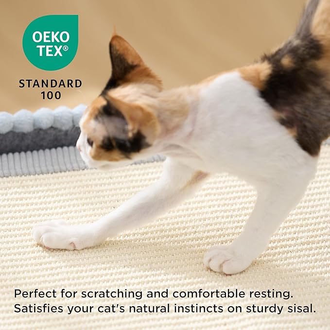 Bedsure Cute Cat Scratcher House for Indoor Cats - Extra Wide Cat Scratch House with Large Removable Top Sisal Pad for Multi Cats, Foldable Cave Hideaway for Entertainment, 23.6x15.9x12.6inches, Grey