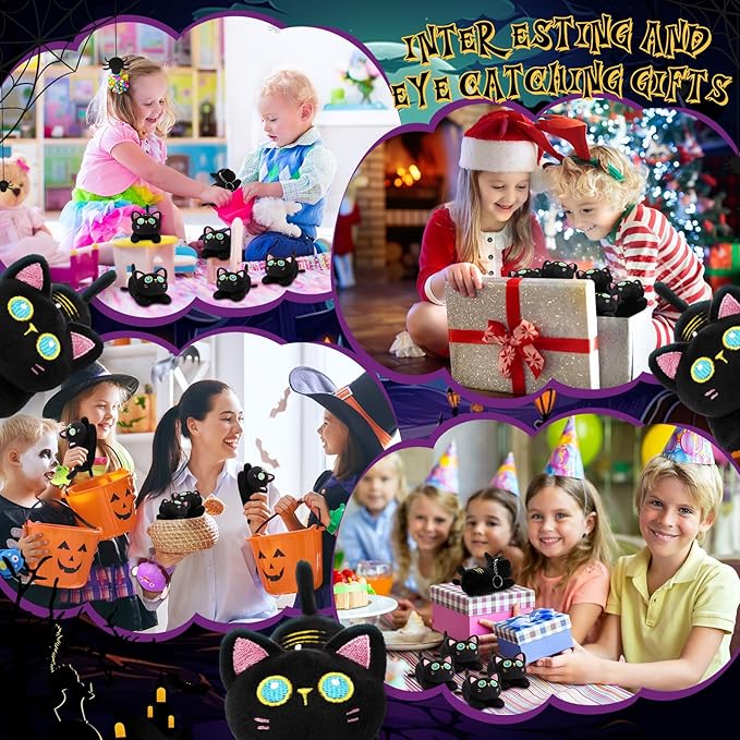 Zomiboo 9 Pcs Cat Stuffed Animals Bulk Mini Plush Cat Pig Stuffed Kitten Soft Doll Piggy Plush Toys Ornament for DIY Keychain Halloween Classroom School Pet Animals Party Favors(Lively Style)