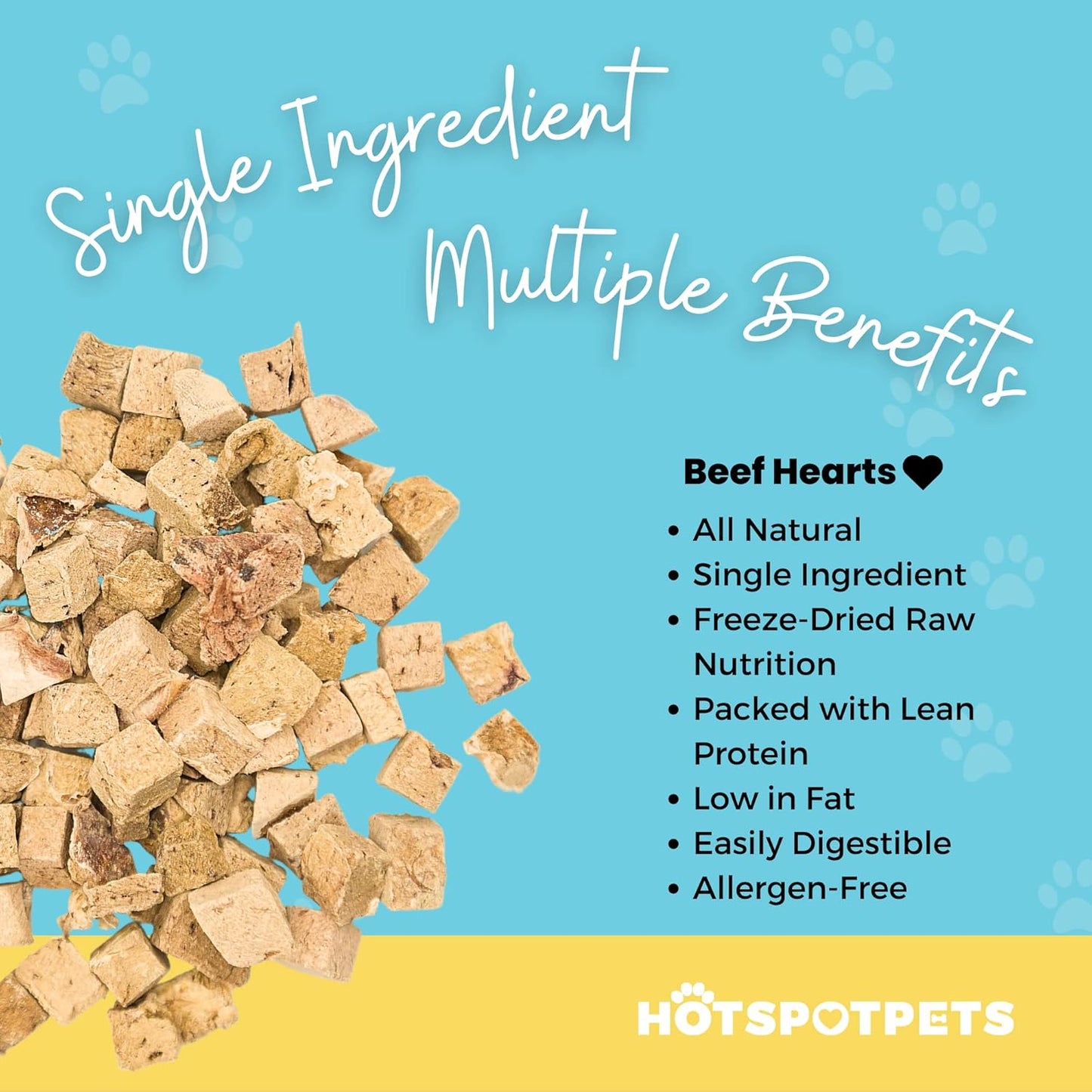 hotspot pets Freeze Dried Beef Heart Treats for Cats & Dogs - 1LB Resealable Big Bag, Made in USA, Single Ingredient All Natural Grain-Free Immune support Treats -Perfect for Training, Topper or Snack