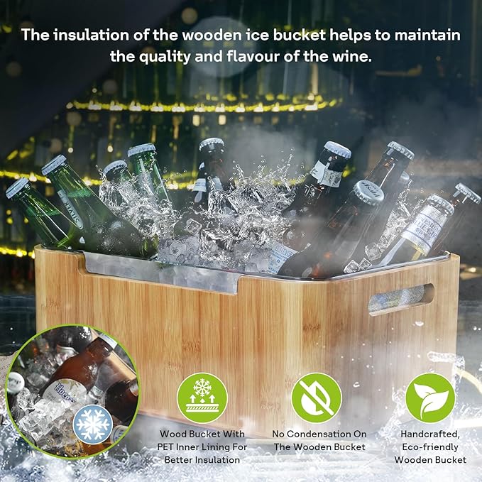 Ice Bucket Kit, 12L Capacity, Double-Layer Insulated, Keeps Ice Cold for Long Time, Includes 5L, 3.5L PET Ice Buckets, Ice Scoop, and 3 awesome colorful lights, Perfect for Parties