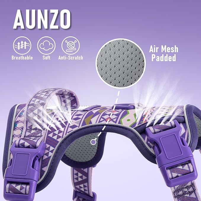 Adjustable Extra Large Dog Vest Harness No-Pull Easy Walking, Cute Pet Harness with Tribal Pattern Breathable Oxford Material 2 Leash Clips and 3 Buckles, German Shepherd, Rottweiler, XL Size