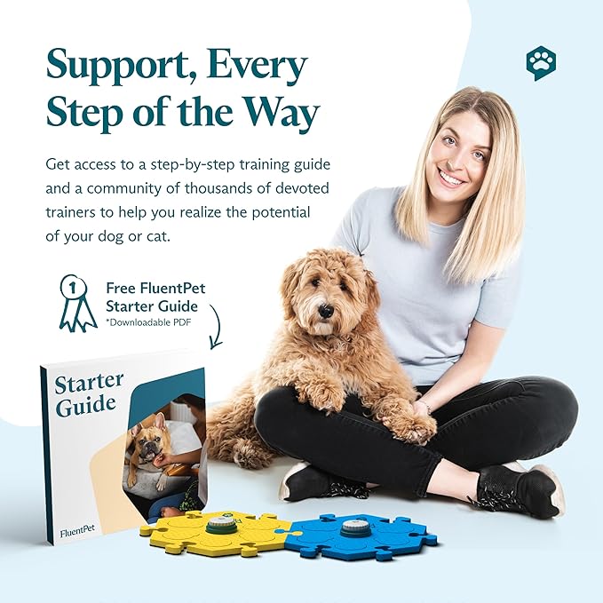 FluentPet Tester Kit - Set of 2 Dog Talking Buttons & HexTiles - Customizable Cat & Dog Training Buttons for Communication - Batteries Included - Pet Buttons Gift Set
