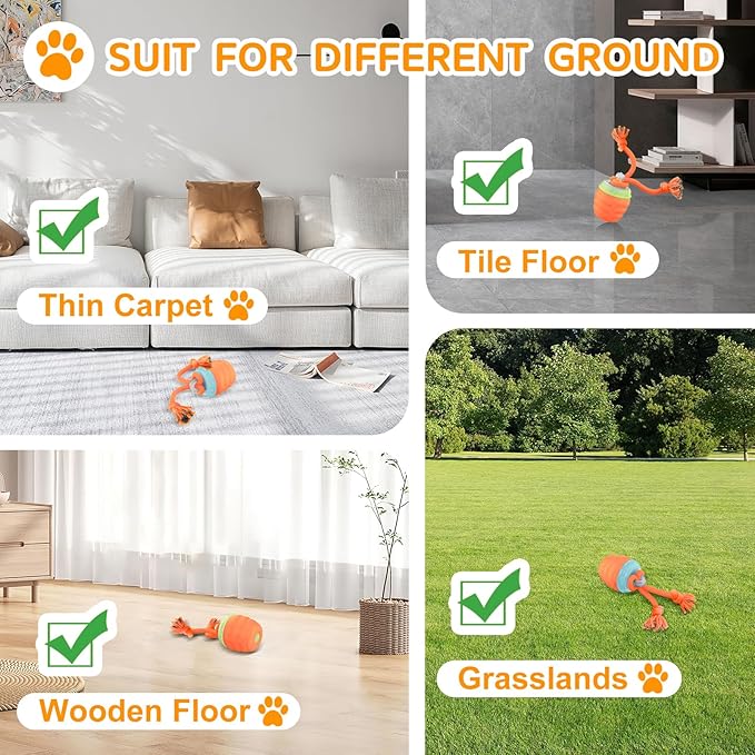 Interactive Dog Toys, [2025 Newly Upgraded] Interactive Dog Ball for Small Dogs, Automatic Moving Dogs Toy Wicked Ball for Boredom & Training, Play Music, USB Rechargeable(Orange)