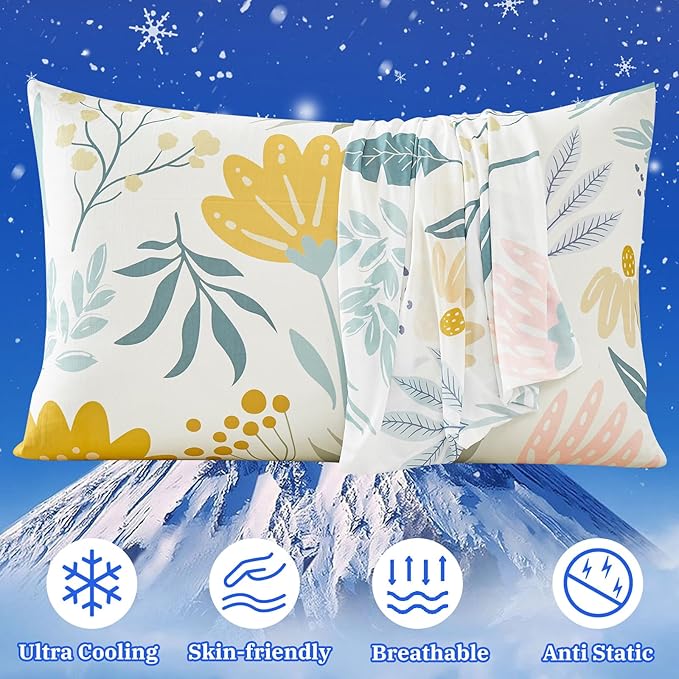Cooling Pillow Cases for Hot Sleepers - Double Side Arc-Chill Q-Max>0.5 Cooling Fiber Cool Pillow Cases 2 Pack - Breathable Soft Cold Pillow Cases with Hidden Zipper (20" x 30")
