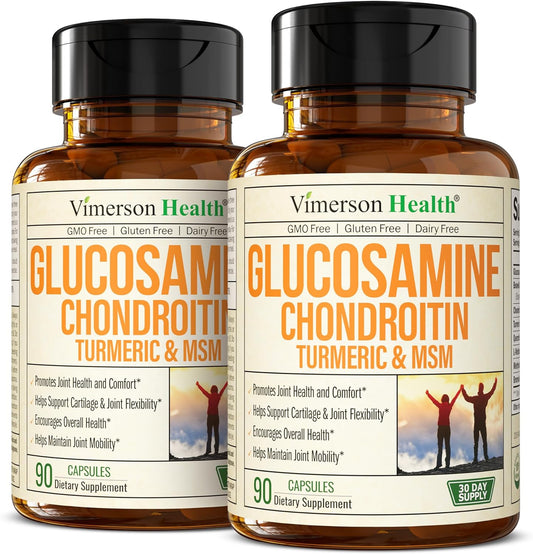 Glucosamine Chondroitin MSM – Joint Support Supplement for Women and Men with Glucosamine Sulfate 1500 mg, Chondroitin and MSM – for Cartilage, Joint Health and Flexibility – 2 Pack
