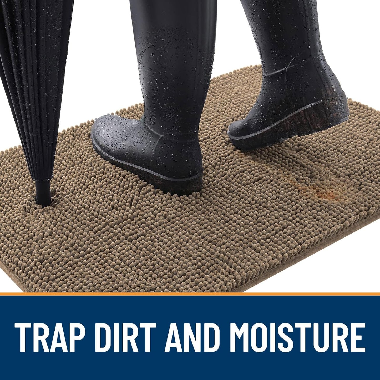 OLANLY Dog Door Mat for Muddy Paws 30x20, Absorbs Moisture and Dirt, Absorbent Non-Slip Washable Doormat, Quick Dry Chenille Mud Mat for Dogs, Entry Indoor Entryway Carpet for Inside Floor, Tan