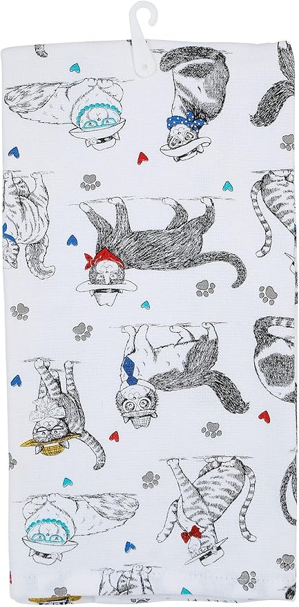 Kay Dee Designs Pet Lovers Only Allover Cat Print Design Terry Kitchen Towel, Multicolor