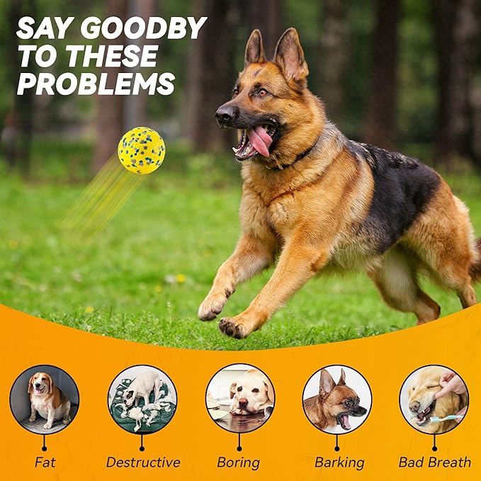 4Pcs Dog Balls, Tennis Balls for Dog Aggressive Chewers, for Large Medium Small Puppy, Training Catch&Fetch, Water Floats Toys, Yellow