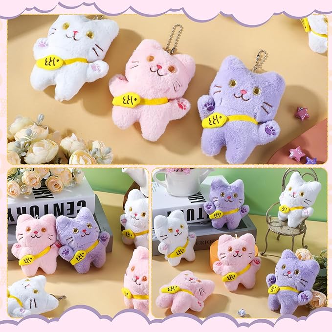 Zomiboo 9 Pcs Cat Stuffed Animals Bulk Mini Plush Cat Pig Stuffed Kitten Soft Doll Piggy Plush Toys Ornament for DIY Keychain Halloween Classroom School Pet Animals Party Favors(Vibrant Style)
