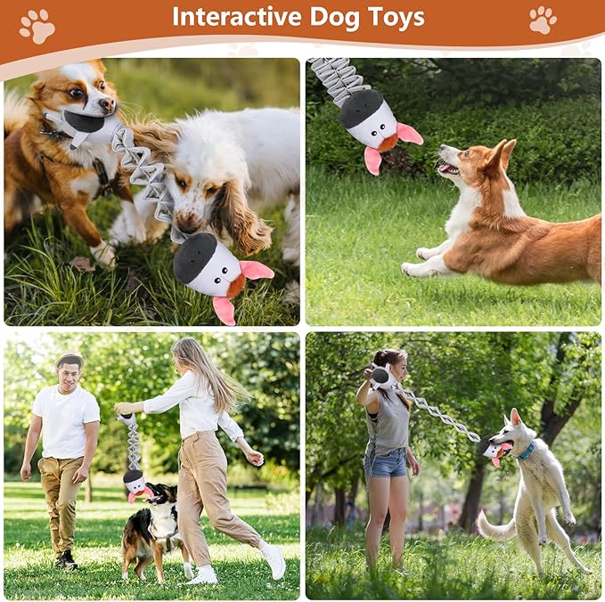 Squeaky Plush Dog Toys for Puppy Toys, Interactive Tug of War Dog Pull Toys, Stuffed Dog Pet Toys for Teething Puppy, Indoor and Outdoor Play for Small Medium Dogs and Large Dogs